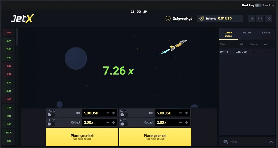JetX — Melbet oyun ekranı